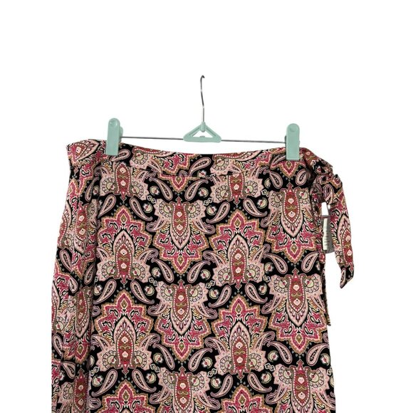 Maurices Womens Multicolor Boho Paisley Tie Waist Wrap Midi Skirt Size L New - Picture 2 of 9